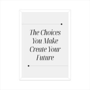 The Choices You Make Create Your Future – Minimal Motivational Wall Art - A3 Framed - White