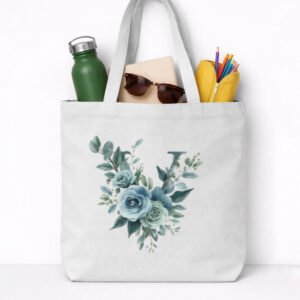 V Floral Design Tote Bag