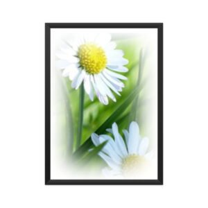 Poster Green BG White Flower 04